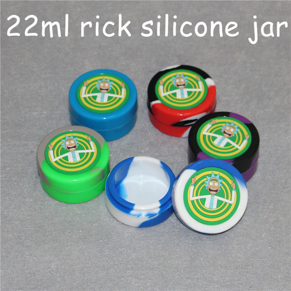 Wholesale 22ml Rick Design Non-stick Silicone Jar Dab Wax Containers For Wax Silicone Jars Concentrate Case FDA &LFGB Test