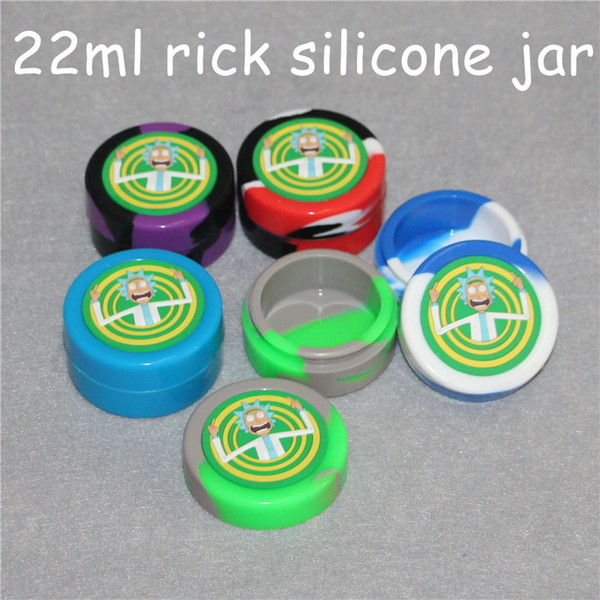 Non Stick Silicone Jars Round Shape Rick design 22ML 55mmX28mm Dab Wax Vaporizer Oil Silicone Container DHL