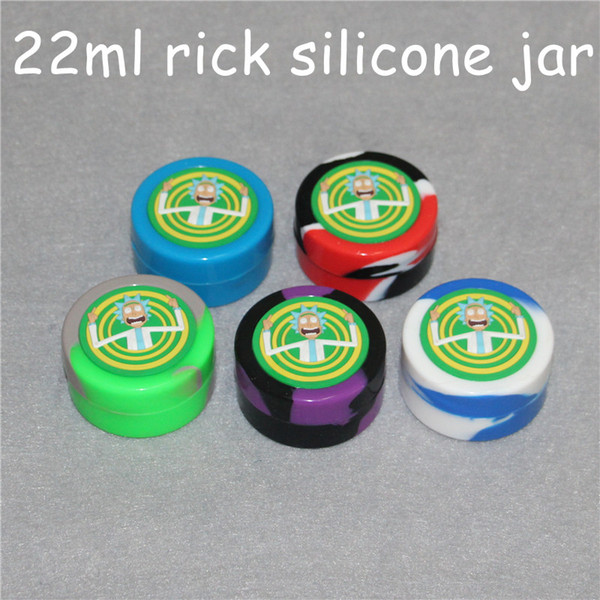 Rick Silicon Container Wax Container Silicone Box 22ml Food Grade Jars Dab Tool Storage Jar Oil Holder For Vaporizer Vape FDA Approved