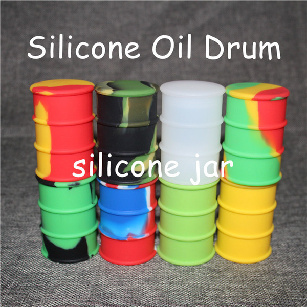 silicone oil barrel container jars dab wax oil rubber drum shape container 26ml large silicone dry herb dabber tools FDA approved