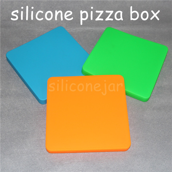 Hot sale flat silicone bho container wax oil concentrate container pizza box shaped wax container Wax Shatter storage jar smoking pipes