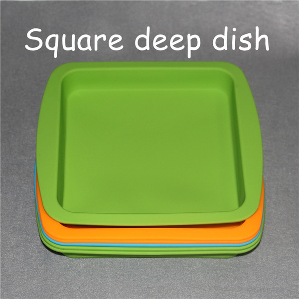 2pcs 8*8inch Deep Dish Square Pan friendly Non Stick Silicone Containers Concentrate Oil Rigs silicone trays silicone deep trays water pipes