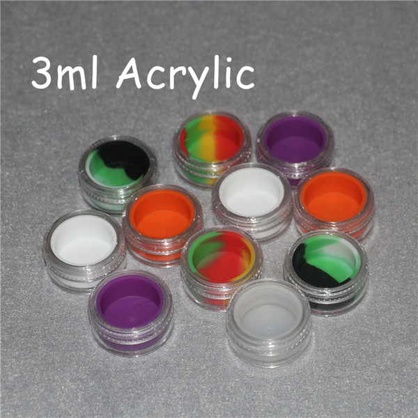 wholesale 3ml clear plastic acrylic wax containers silicone jar dab wax containers , silicone dab jar glass oil containers