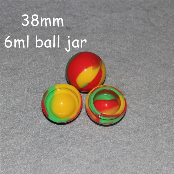 20pcs 38mm Ball Silicone Container Jars Dab Box Reusable for Concentrate Wax EGo Electronic Cigarette Colorful