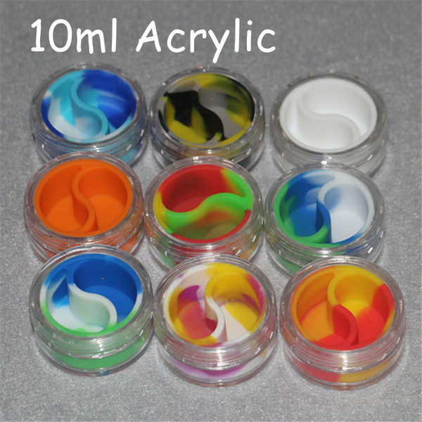 Wax acrylic Containers Silicone Jars Dab Wax Container 10ml Tin Dab Plastic Silicone Containers For Wax Pass FDA & LFGB Tests