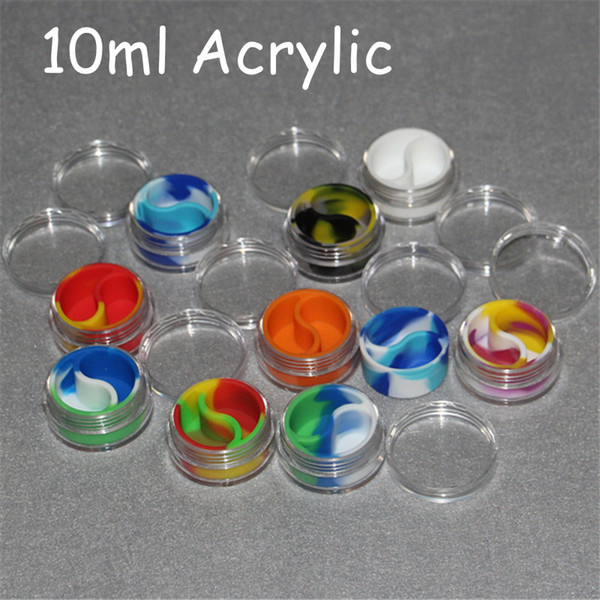 Transparent bho Plastic containers 10ml acrylic dab box containers for wax bho containers e-cig clear silicon oil jars