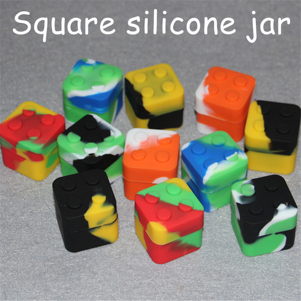 square silicone oil jar 11ml square wax container silicone dab container for silicone smoking pipes water pipes dab rigs