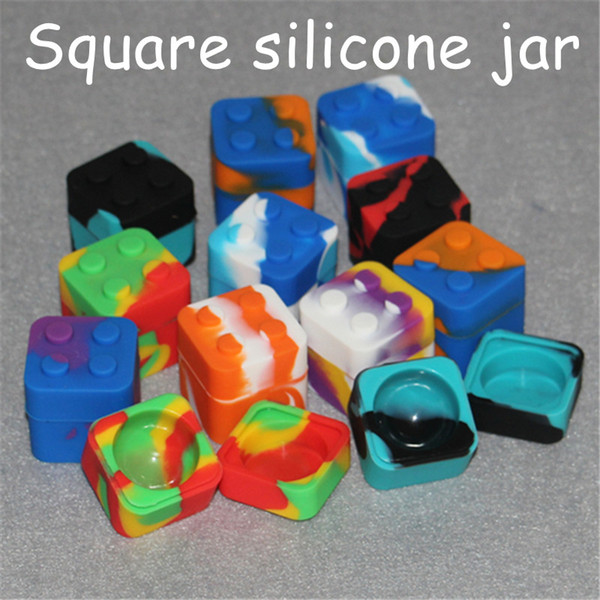 Top Quality Silicone Wax Container Jar Square Wax Container 30mmX30mm Dab Wax Silicone Container Dab Oil Rigs DHL