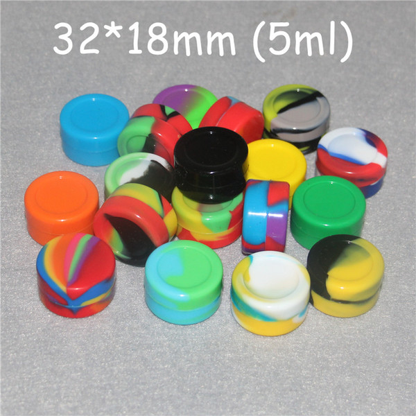 Small 5mL Non-stick Silicone Jar Dab Wax Containers For dry herb smoking storage oil holder 32*18mm Silicone Jars Concentrate Containers