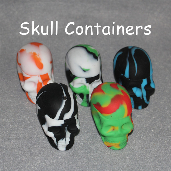 Skull Shape 15ml Non-stick Silicone Container Food Grade Silicone Customized Containers Small Slick Skull Screw Top Skull Silicone Jar