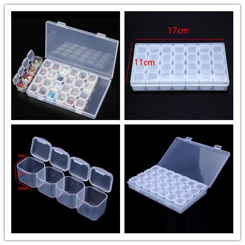 2019 28 Grids Slots Clear Adjustable Jewelry Storage Boxes Bins Case Craft Organizer Beads Foldable Container Space Saver Closet