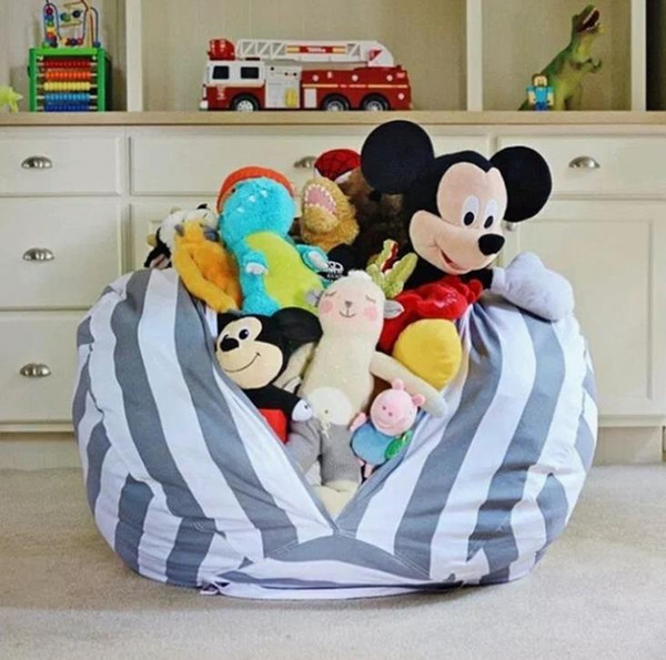 2018 16 inch Stuffed Animal Storage Bean Bag Chair Portable Kids Toy Organizer Play Mat Clothes Home Organizers a235