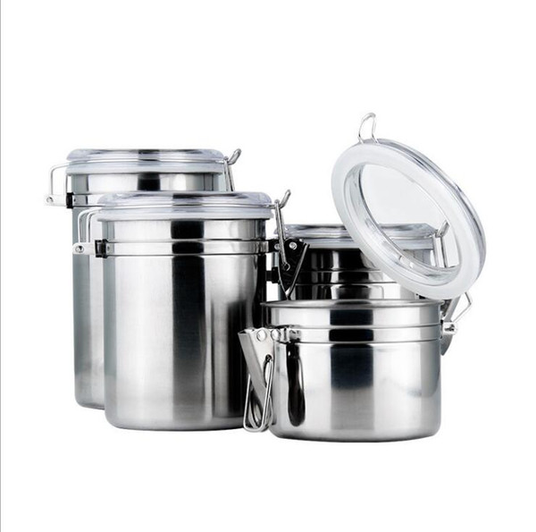 8 Sizes 4inches 5inches Choose Stainless Steel Moisture Tank MoistureProof Jar Tobacco Foods Tea Coffee Storage Case Cans For Kitchen Tool