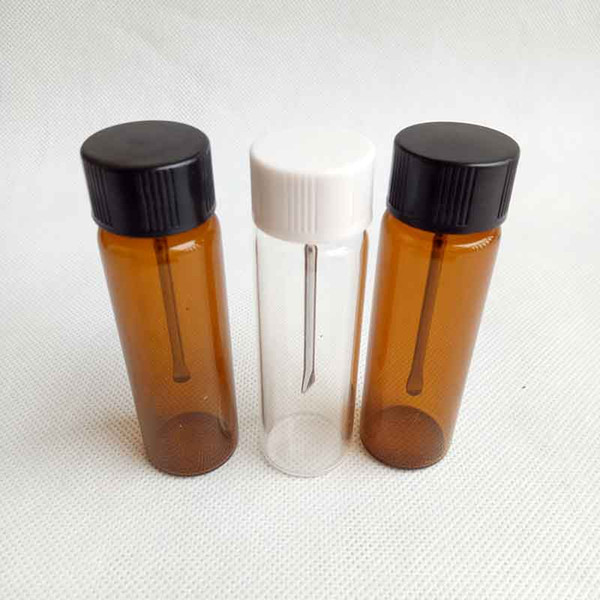 Clear/Brown Glass Snuff metal Vial Spoon Spice Bullet Snorter Pill box storage bottle Case Container Stash mixed color