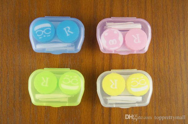 10 Type Colourful Contact Lens Box Holder Candy colors Soak Soaking Storage Eye Care Kit Double Case Lens Cases With Tweezers And Stick