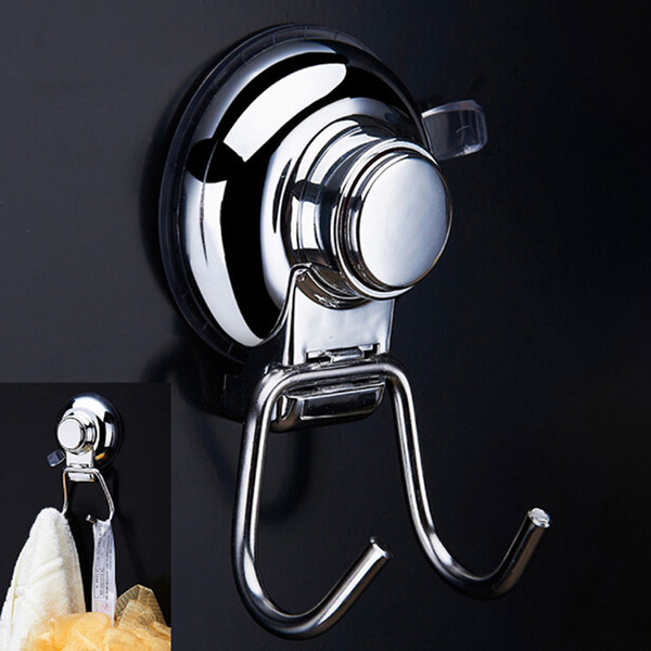 Removable Vacuum Suction Cup stainless Steel Swivel Double Wall Hook Bathroom Kitchen Holder Hanger for Towel Robe