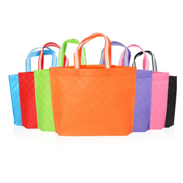 8 Colors Non-woven Fabric Shopping Bags Eco Friendly Gift Packing Plaid Pattern Advertising Bag Storage Bags