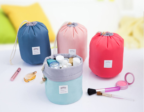 New Korean elegant large capacity Barrel Shaped Nylon Wash Organizer Storage Travel Dresser Pouch Cosmetic Makeup Bag For Women