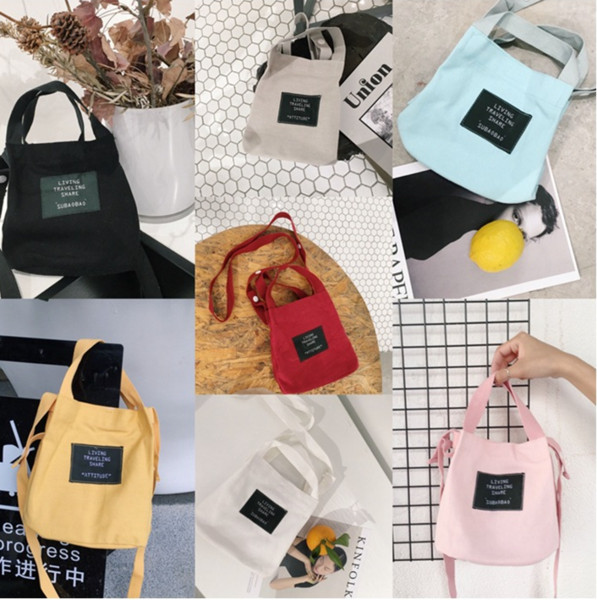 The day is pure color cloth label single - shoulder lovely girl's candy color slanting shoulder bag school wind small cloth bag.