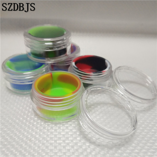 10pcs Acrylic silicon container 5ml wax concentrate silicone containers ABS non-stick dab bho oil jars tool storage jar free shipping