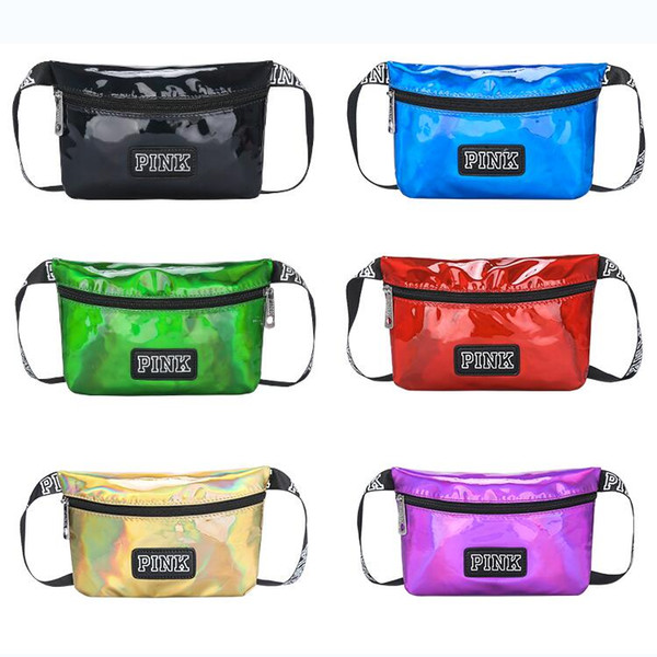 Fashion Pink bags Pack Laser Waist Bag Pink Letter Beach Travel Waterproof Pack Fanny Collection handbag Purses Storage Bags 13 Colors