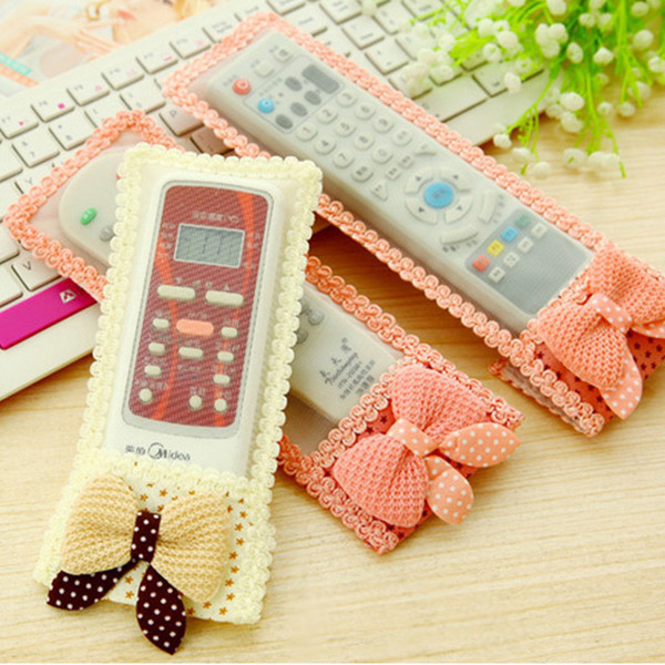 Bowknot 3Size TV Remote Control Case Air condition Control Cover Textile Protective Bag TV Air Condition Protector