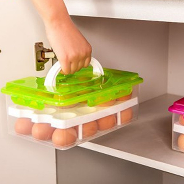 Bilayer Egg Storage Box 24 Grid Food Container Keep Eggs Fresh Organizer Kitchen Supplies