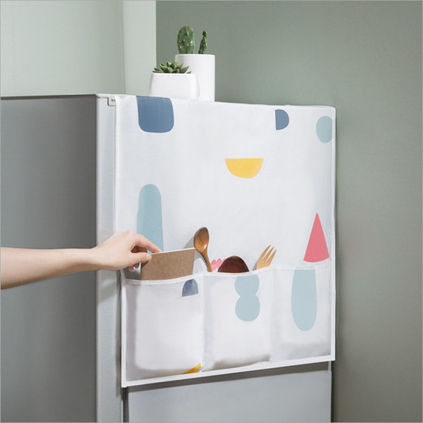 Household Waterproof Refrigerator Dust Cover With Storage Bag Kitchen Washing Machine Accessories Supplies Fridge Storage Bags