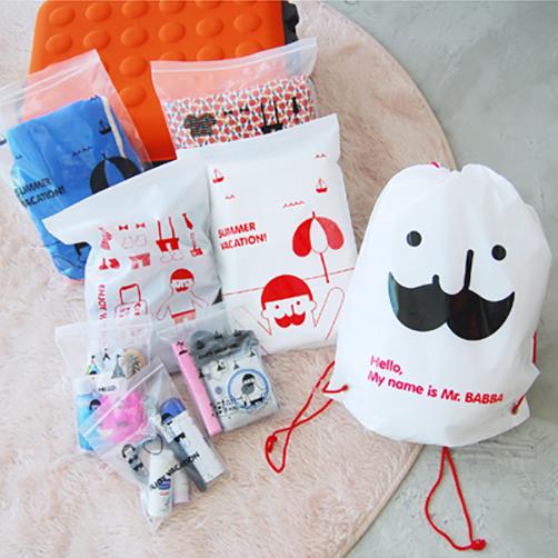 8Pcs/Set Cute beard, a travel package, waterproof PVC sorting and sorting out the bag, backpack Free Shipping