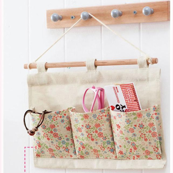 The new Japanese 3 Pocket Bag Bags Hanging Wall Debris Multilayer Fabric Pouch Door Hanging Organizer Storage Stuff Bags