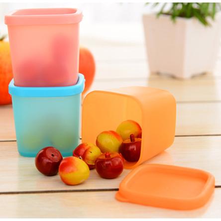 3 Pcs/lot Refrigerator crisper sealed transparent plastic box , kitchen sorting food storage box 3 colors Free Shipping