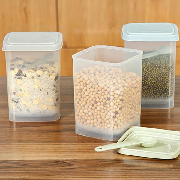 3Pcs/lot Plastic Food Storage Box Sealed Crisper Grains Tank Storage Kitchen Sorting Food Storage Box Container Incidental spoon