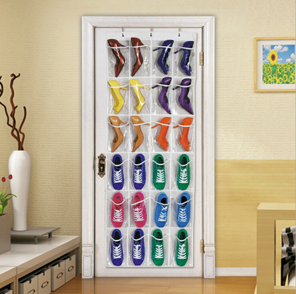 shoe storage Top selling 24 Pocket PVC Fabric Over the Door Shoe Organizer Space Saver Rack Hanging Storage Hanger FREE SHIPPING