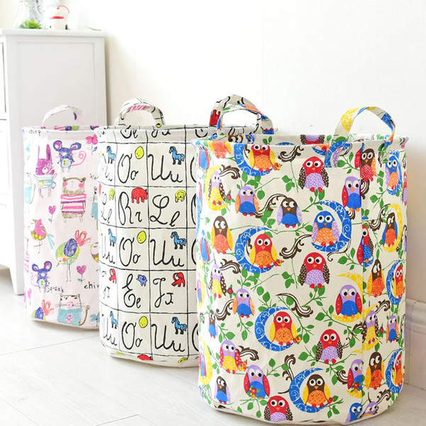 45*35cm new home cotton linen storage bag folding fabric waterproof laundry basket storage bag