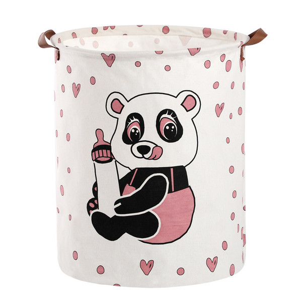 40*50cm New bottle panda cotton and linen hamper foldable fabric waterproof laundry basket laundry storage