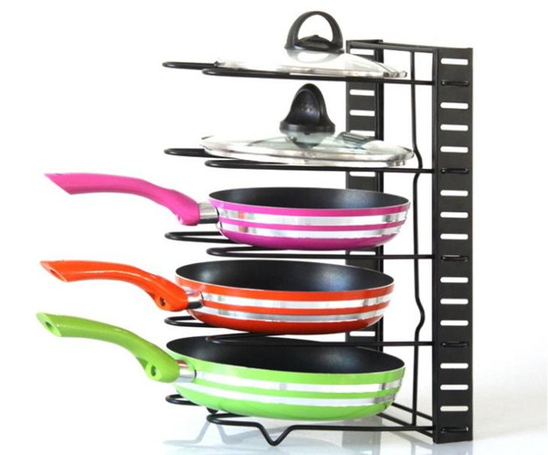 Pan Organizer Rack Kitchen Storage Cabinet Shelves Pot Holder for Roasting Frying Pans Lid Cutting Board etc Black White