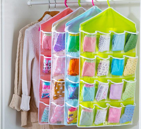 Underwear Socks Hanging Storage Bags Wall Wardrobe Pouch Sundries Accessories Organizer Cloth Bag Colorful 6 Patterns 16 Pockets 2015 New