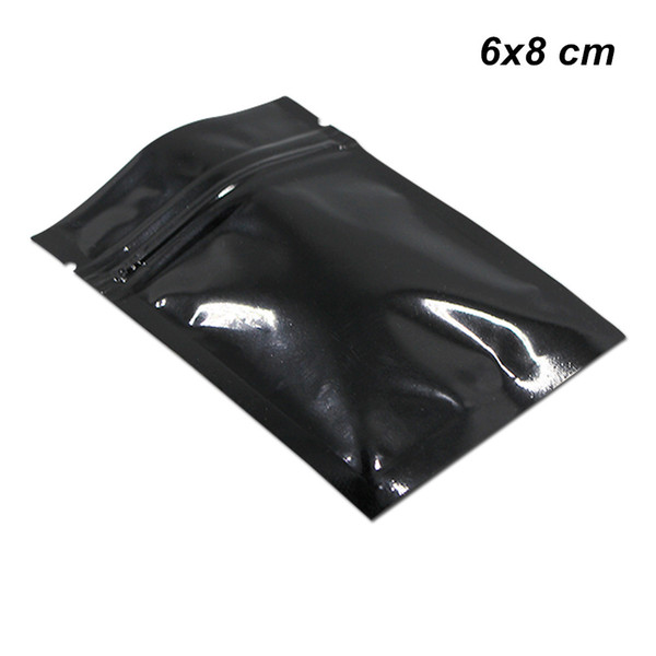 6x8 cm 100 Pieces Black Aluminum Foil Resealable Zip Lock Food Storage Packing Bags Foil Mylar Zipper for Coffee Tea Powder Pouch Mylar Bags