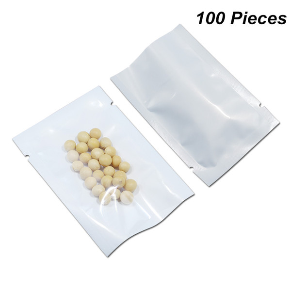 Multi-sizes White Open Top Plastic Heat Seal Vacuum Storage Pouch for Beans Dried Flower Front Clear Poly Plastic Heat Seal Sample Poly Bags