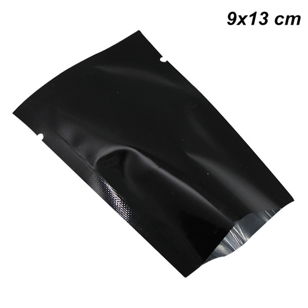 Black Color 9x13 cm Open Top Foil Mylar Bags Aluminum Foil Vacuum Heat Seal Sample Packets Foil Food Grade Storgae Pouch with Tear Notches