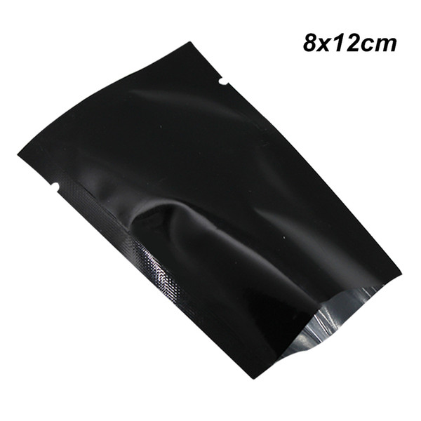 8x12 cm Black 200 Pcs Aluminum Foil Open Top Heat Seal Vacuum Pouch Vacuum Sealable Coffee Tea Food Storage Bag Mylar Foil Baggie for Dining