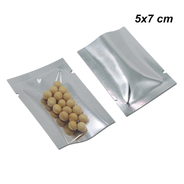 5x7cm 500pcs Lot Open Top Aluminum Foil Heat Seal Vacuum Pack Package Bag for Snack Spices Front Clear Mylar Foil Food Storage Packing Pouch