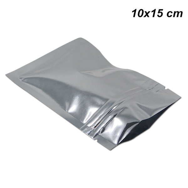 Silver 10x15 cm Reclosable Aluminum Foil Mylar Ziplock Food Preparation Equipment Mylar Foil Zipper Smell Proof Food Grade Storage Bag Pouch