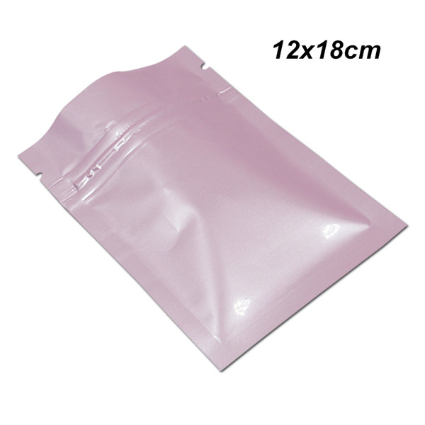 100 Pieces 12x18 cm Pink Foil Zip Lock Aluminum Foil Food Grade Packing Bags for Dried Fruits Nuts Resealable Mylar Dry Food Packaging Pouch