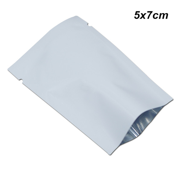 White 5x7cm Open Top Aluminum Foil Vacuum Heat Sealing Sample Foil Mylar Packing Pouches Food Mylar Foil Vacuum Tear Notches Heat Seal Pouch