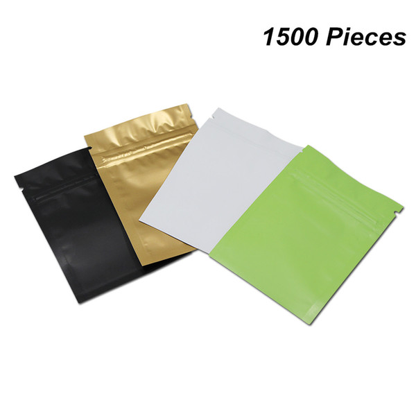 1500 Pieces Lot Variety of Sizes Multi Color Matte Aluminum Foil Resealable Packing Bag Food Grade Reusable Foil Mylar Zip Lock Pack Pouches