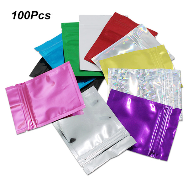 7.5x10 cm Variety of Colors Mylar Bags Resealable Tear Notches Bag Aluminum Foil Zip Lock Packaging Pouch for Dry Food Tea Foil Mylar Baggie