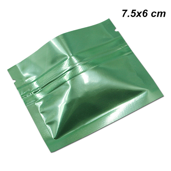 Glossy Green 7.5x6 cm Zip Lock Mylar Foil Aluminum Packaging Bags Reclosable Aluminum Foil Material Packing Pouch for Sample Giveaway Powder