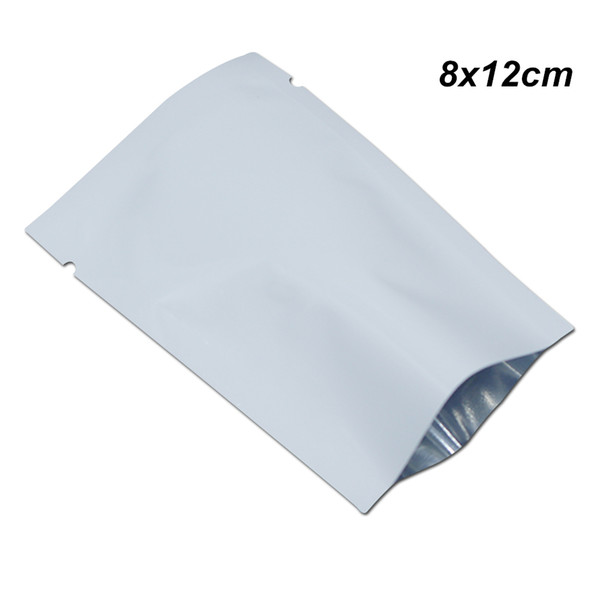 8x12cm White Aluminum Foil Open Top Heat Seal Vacuum Sample Packaging Bag for Snack Spices Nuts Mylar Foil Vacuum Mylar Heat Sealing Pouches