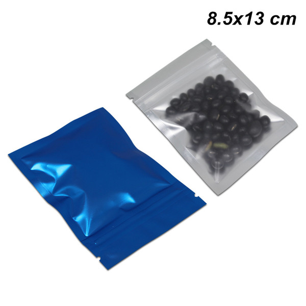 Clear Front 8.5x13 cm Zipper Foil Mylar Packing Material Food Storage Bags Aluminum Foil Resealable Sample Packing Foil Heat Sealable Pouch